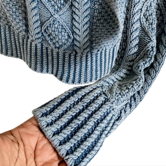 L.L. Bean Blue Cable Knit Sweater - Picture 12 of 13